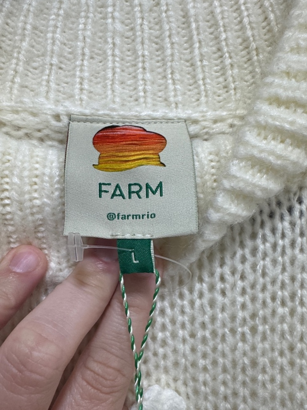 FARM Rio Cream Lantern-Sleeve Pom-Pom Knit Sweater - Picture 5 of 7